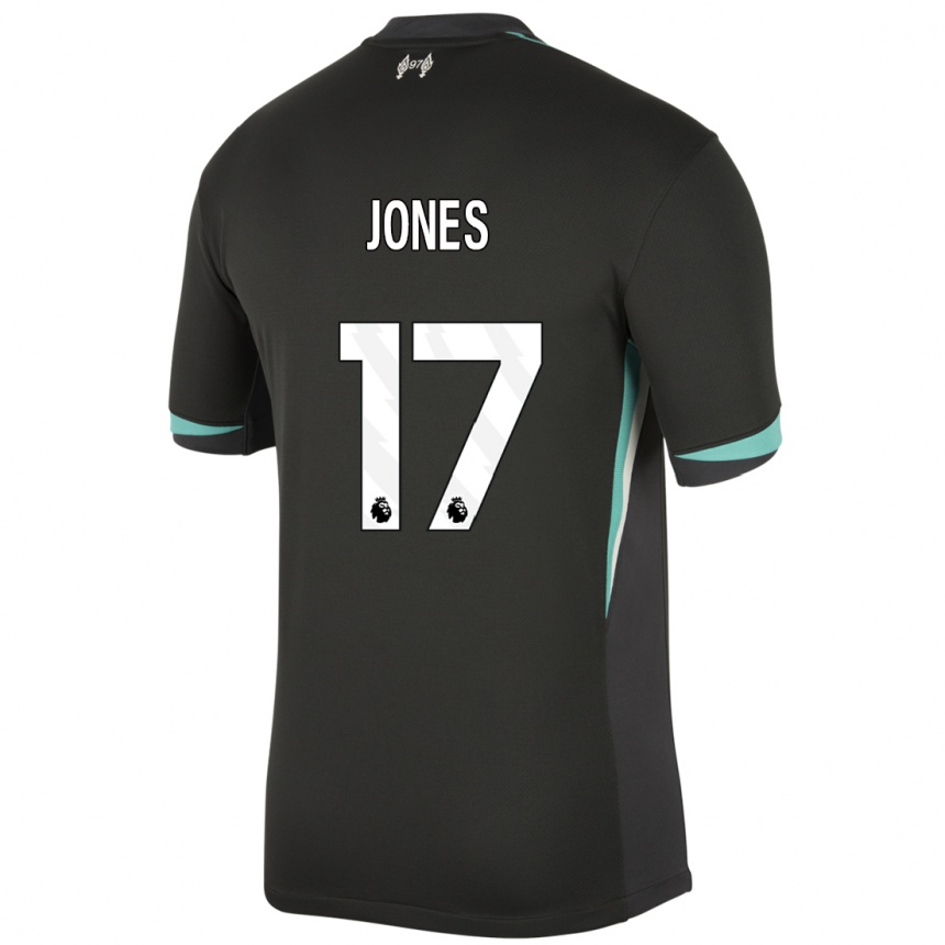 Niño Fútbol Camiseta Curtis Jones #17 Negro Antracita Blanco 2ª Equipación 2024/25