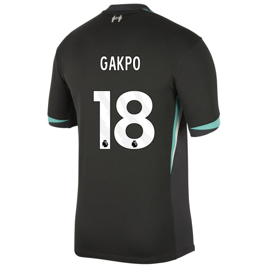 Niño Fútbol Camiseta Cody Gakpo #18 Negro Antracita Blanco 2ª Equipación 2024/25