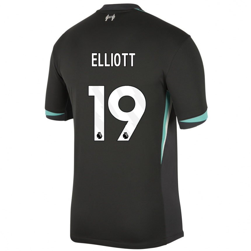 Niño Fútbol Camiseta Harvey Elliott #19 Negro Antracita Blanco 2ª Equipación 2024/25