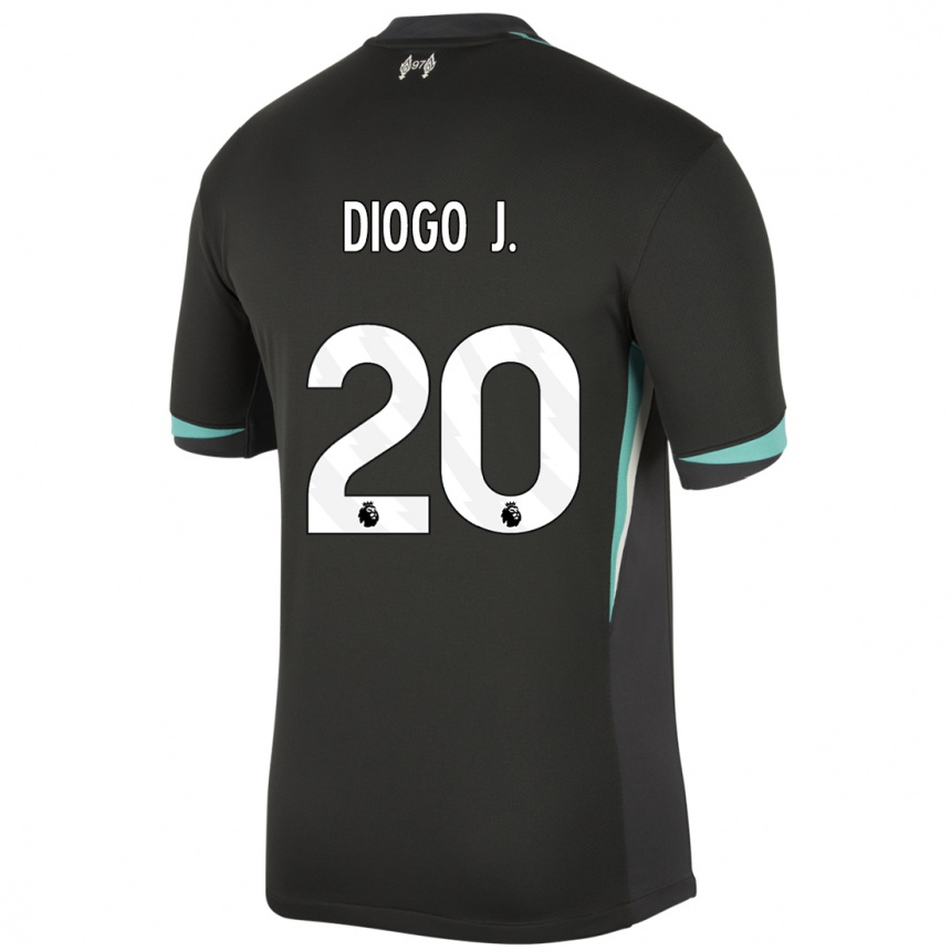 Niño Fútbol Camiseta Diogo Jota #20 Negro Antracita Blanco 2ª Equipación 2024/25