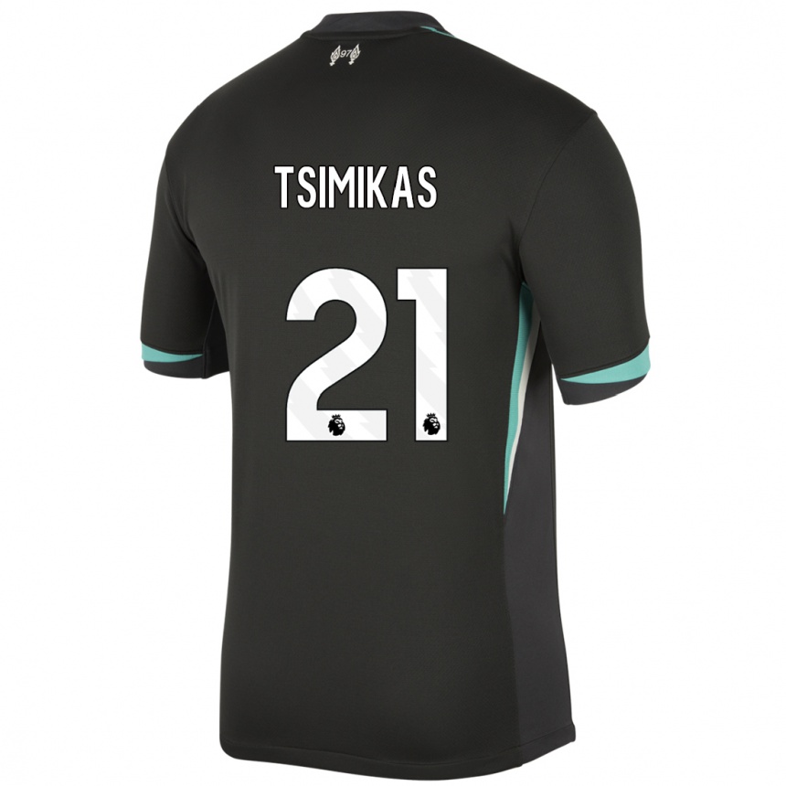 Niño Fútbol Camiseta Konstantinos Tsimikas #21 Negro Antracita Blanco 2ª Equipación 2024/25