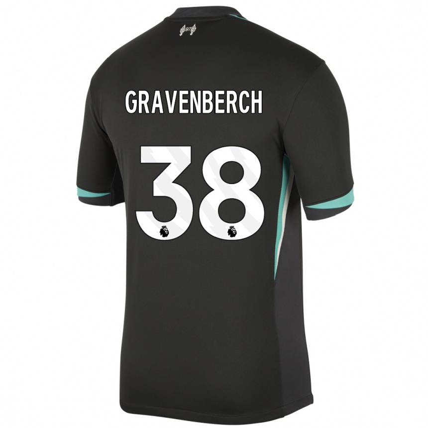 Niño Fútbol Camiseta Ryan Gravenberch #38 Negro Antracita Blanco 2ª Equipación 2024/25