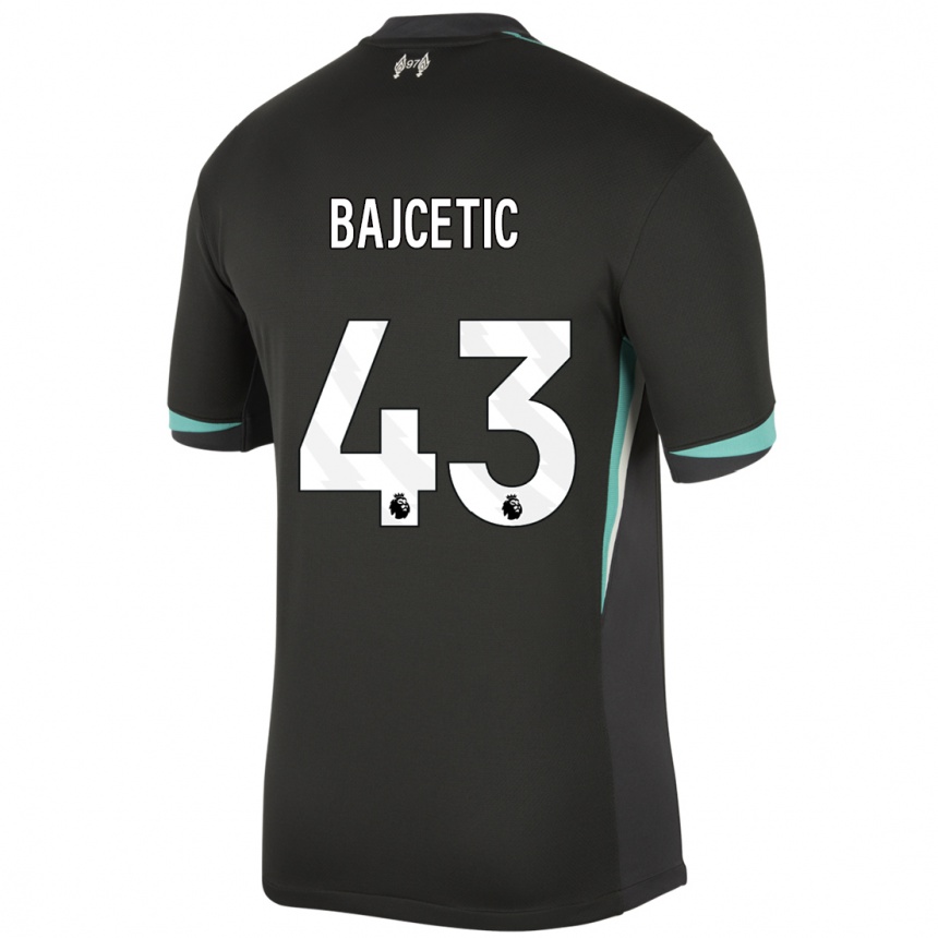 Niño Fútbol Camiseta Stefan Bajcetic #43 Negro Antracita Blanco 2ª Equipación 2024/25