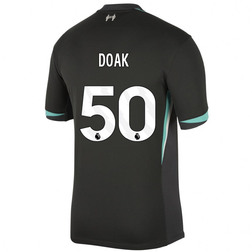 Niño Fútbol Camiseta Ben Doak #50 Negro Antracita Blanco 2ª Equipación 2024/25