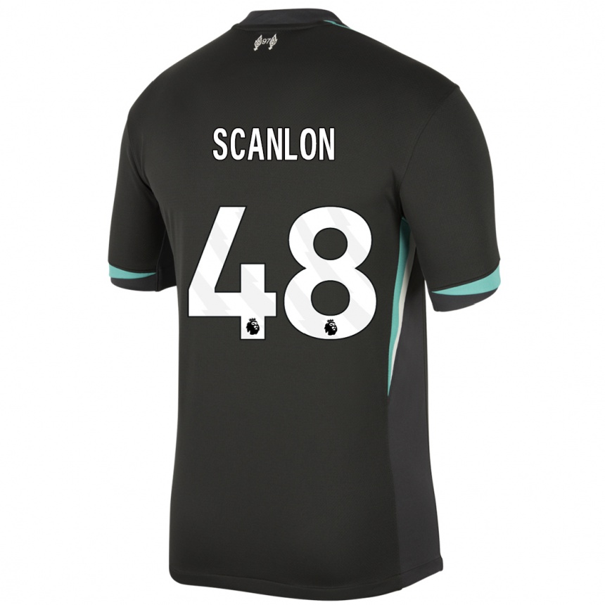 Niño Fútbol Camiseta Calum Scanlon #48 Negro Antracita Blanco 2ª Equipación 2024/25