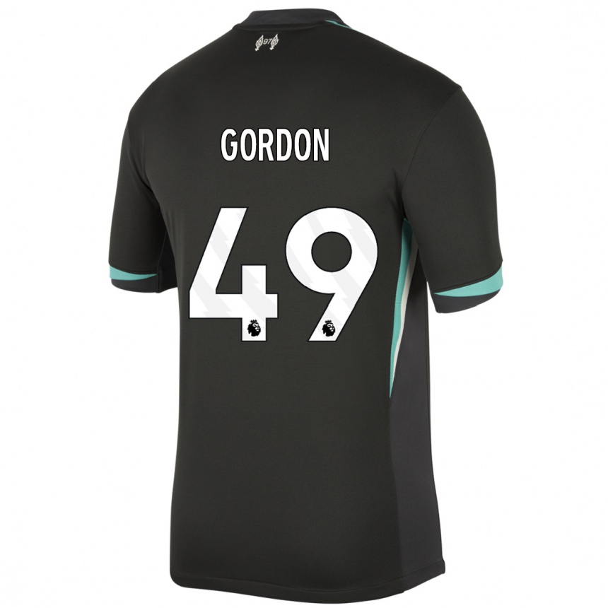 Niño Fútbol Camiseta Kaide Gordon #49 Negro Antracita Blanco 2ª Equipación 2024/25