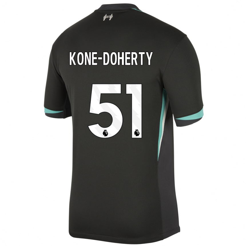 Niño Fútbol Camiseta Trent Kone-Doherty #51 Negro Antracita Blanco 2ª Equipación 2024/25