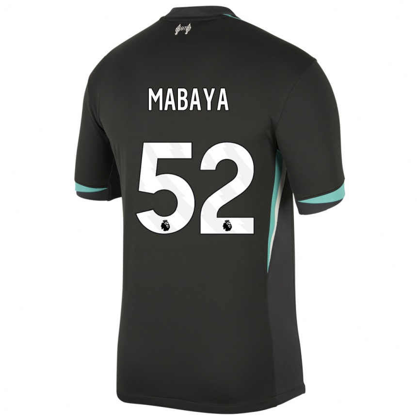 Niño Fútbol Camiseta Isaac Mabaya #52 Negro Antracita Blanco 2ª Equipación 2024/25