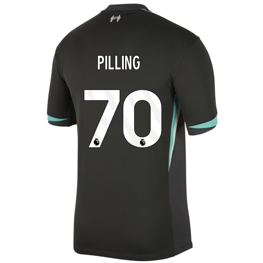 Niño Fútbol Camiseta Tommy Pilling #70 Negro Antracita Blanco 2ª Equipación 2024/25