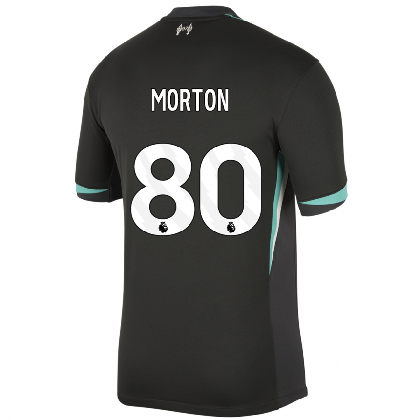 Niño Fútbol Camiseta Tyler Morton #80 Negro Antracita Blanco 2ª Equipación 2024/25