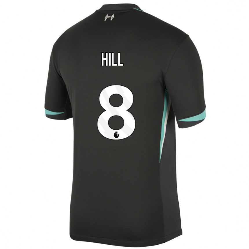 Niño Fútbol Camiseta Tom Hill #8 Negro Antracita Blanco 2ª Equipación 2024/25