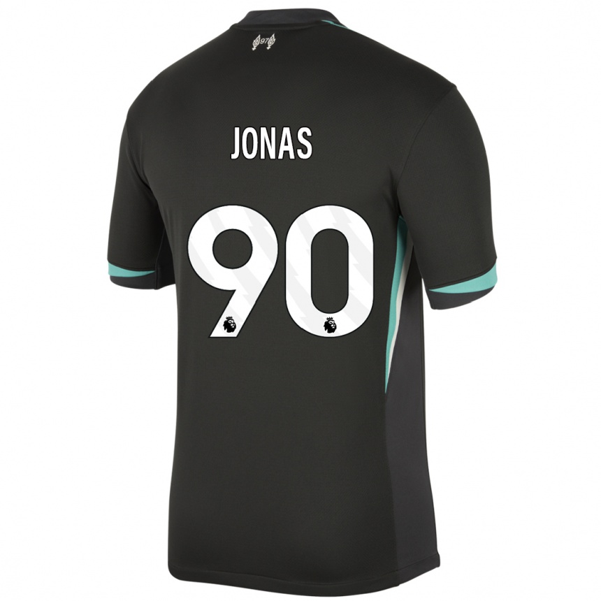 Niño Fútbol Camiseta Lee Jonas #90 Negro Antracita Blanco 2ª Equipación 2024/25