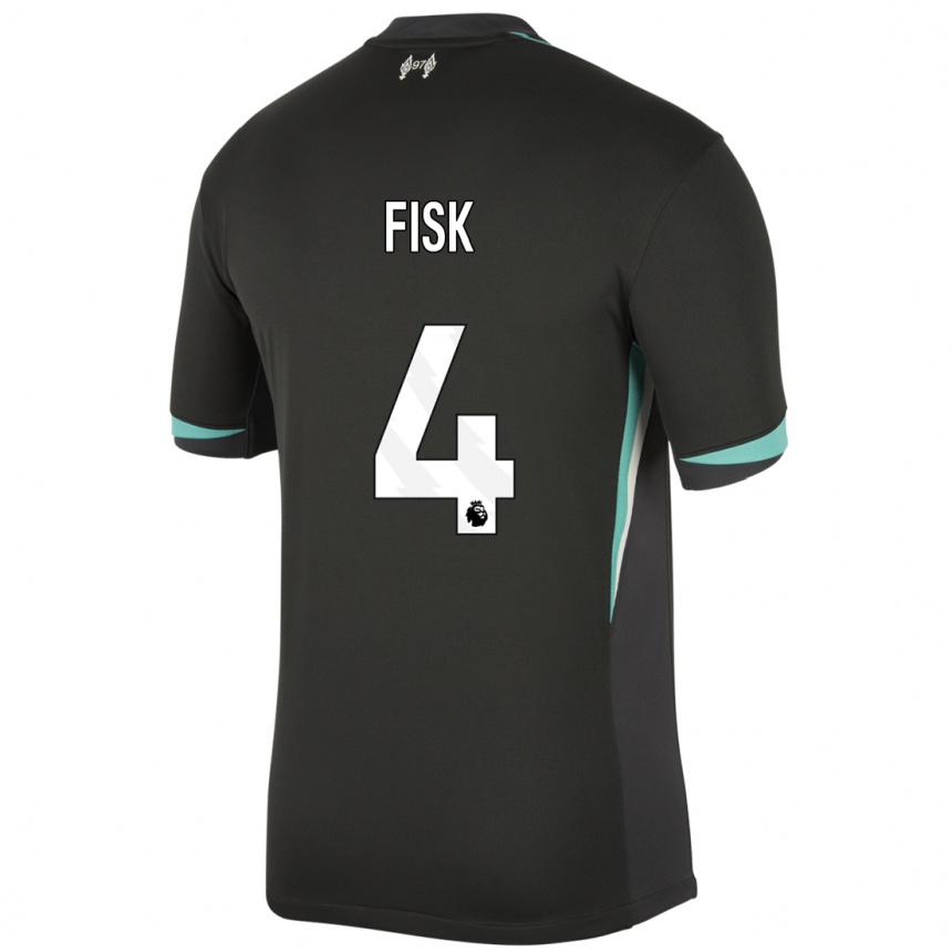 Niño Fútbol Camiseta Grace Fisk #4 Negro Antracita Blanco 2ª Equipación 2024/25