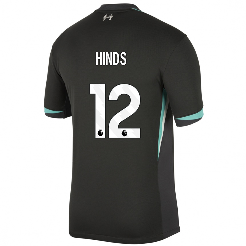 Niño Fútbol Camiseta Taylor Hinds #12 Negro Antracita Blanco 2ª Equipación 2024/25