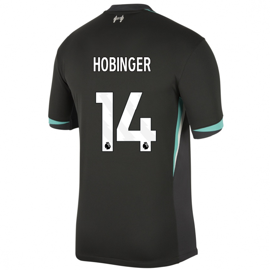 Niño Fútbol Camiseta Marie Höbinger #14 Negro Antracita Blanco 2ª Equipación 2024/25