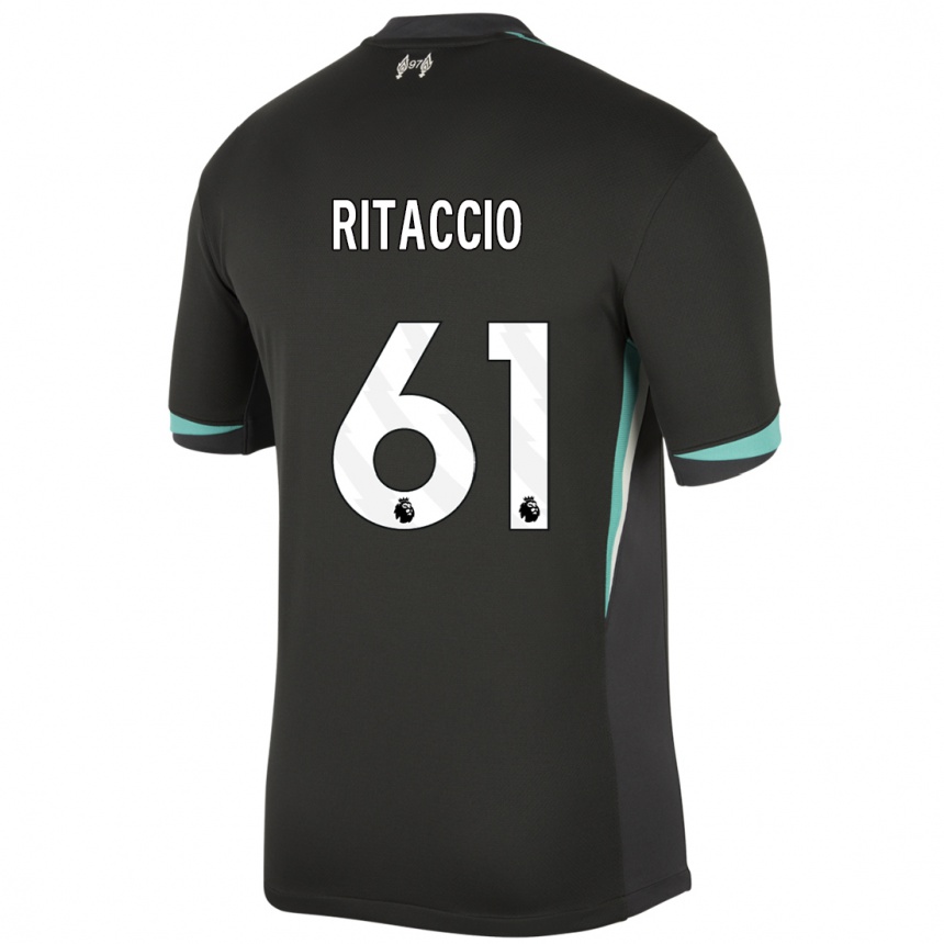 Niño Fútbol Camiseta Matteo Ritaccio #61 Negro Antracita Blanco 2ª Equipación 2024/25