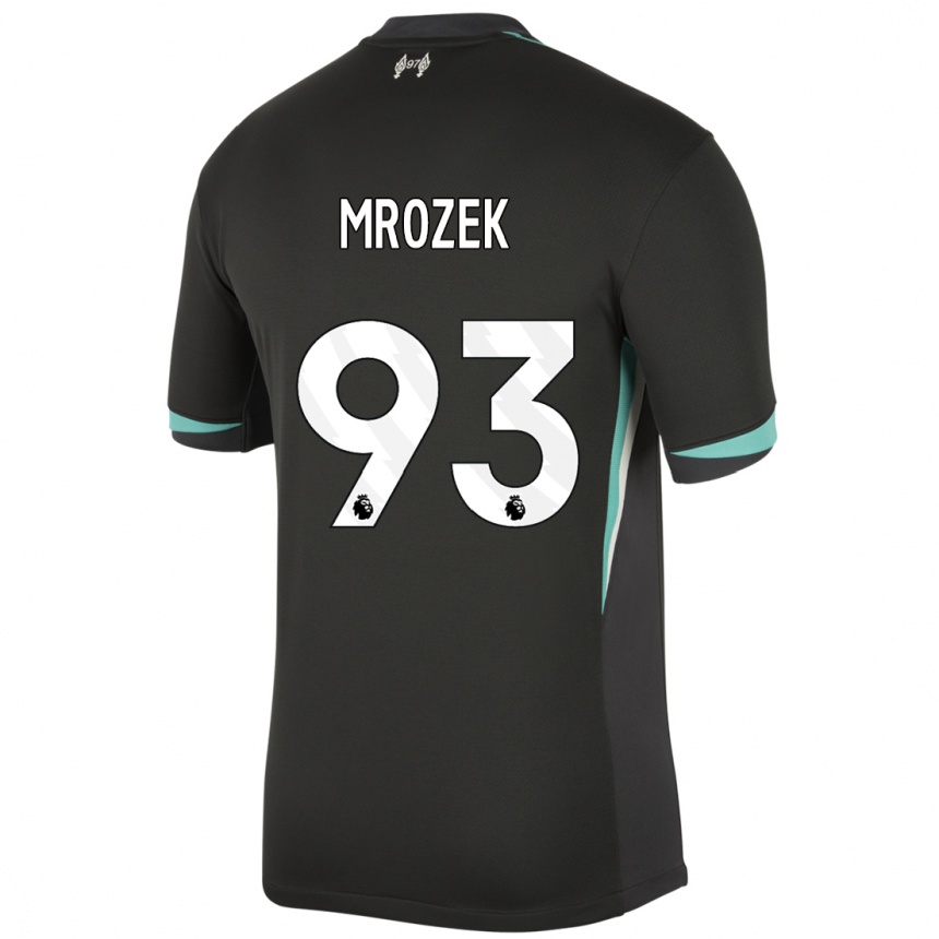 Niño Fútbol Camiseta Fabian Mrozek #93 Negro Antracita Blanco 2ª Equipación 2024/25