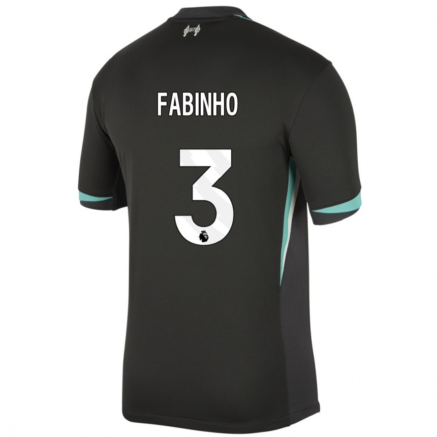 Niño Fútbol Camiseta Fabinho #3 Negro Antracita Blanco 2ª Equipación 2024/25