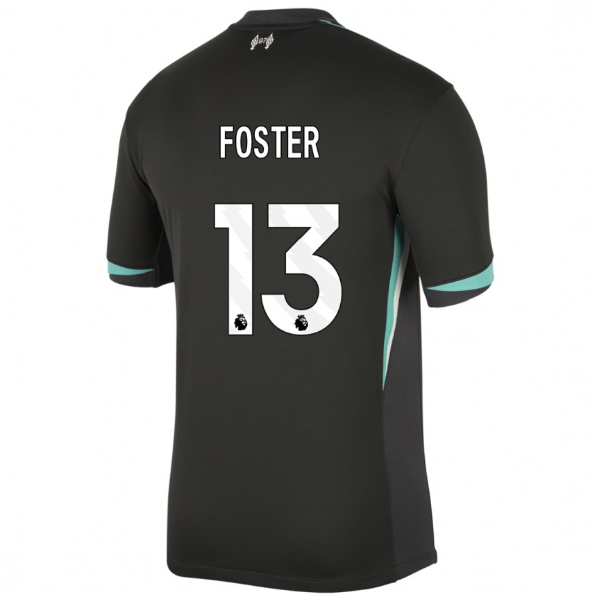 Niño Fútbol Camiseta Rylee Foster #13 Negro Antracita Blanco 2ª Equipación 2024/25