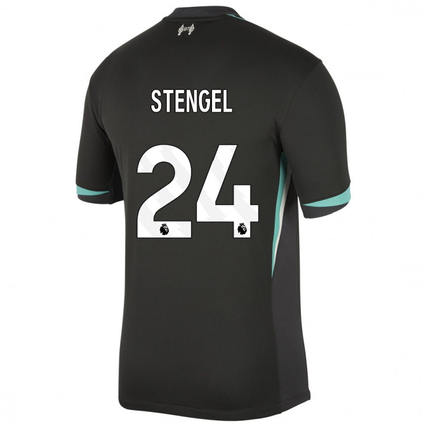 Niño Fútbol Camiseta Katie Stengel #24 Negro Antracita Blanco 2ª Equipación 2024/25