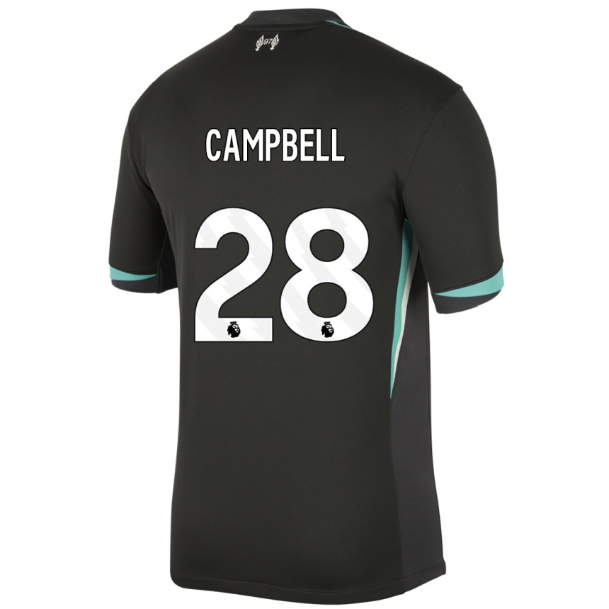 Niño Fútbol Camiseta Megan Campbell #28 Negro Antracita Blanco 2ª Equipación 2024/25