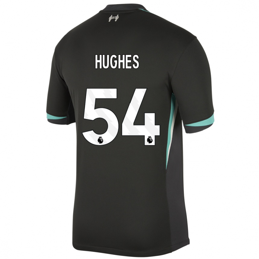 Niño Fútbol Camiseta Liam Hughes #54 Negro Antracita Blanco 2ª Equipación 2024/25