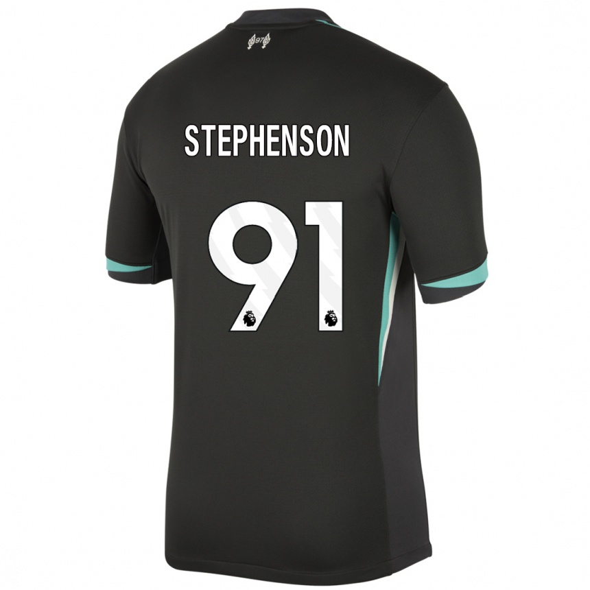 Niño Fútbol Camiseta Luca Stephenson #91 Negro Antracita Blanco 2ª Equipación 2024/25