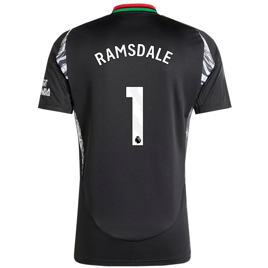 Niño Fútbol Camiseta Aaron Ramsdale #1 Negro 2ª Equipación 2024/25