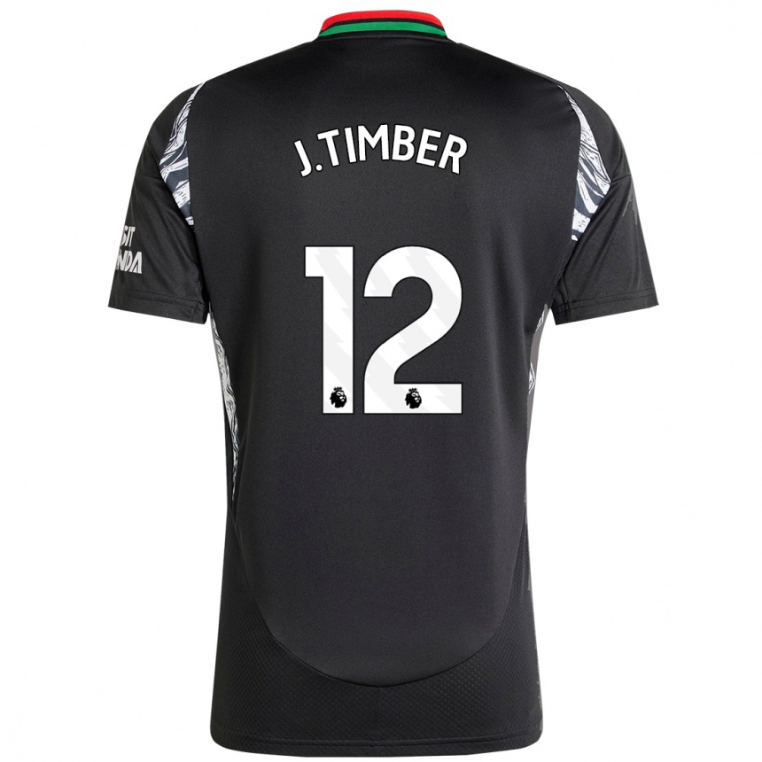 Niño Fútbol Camiseta Jurrien Timber #12 Negro 2ª Equipación 2024/25