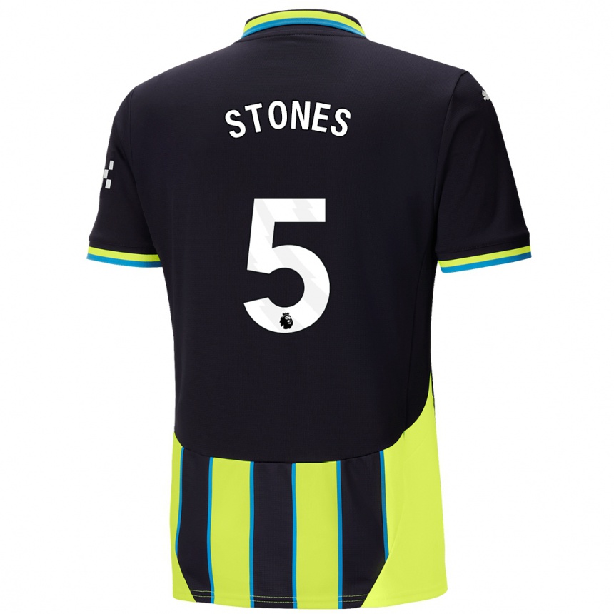 Niño Fútbol Camiseta John Stones #5 Azul Amarillo 2ª Equipación 2024/25