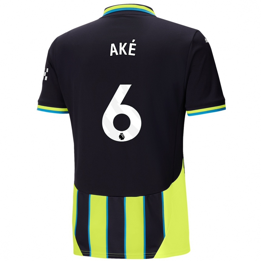 Niño Fútbol Camiseta Nathan Ake #6 Azul Amarillo 2ª Equipación 2024/25