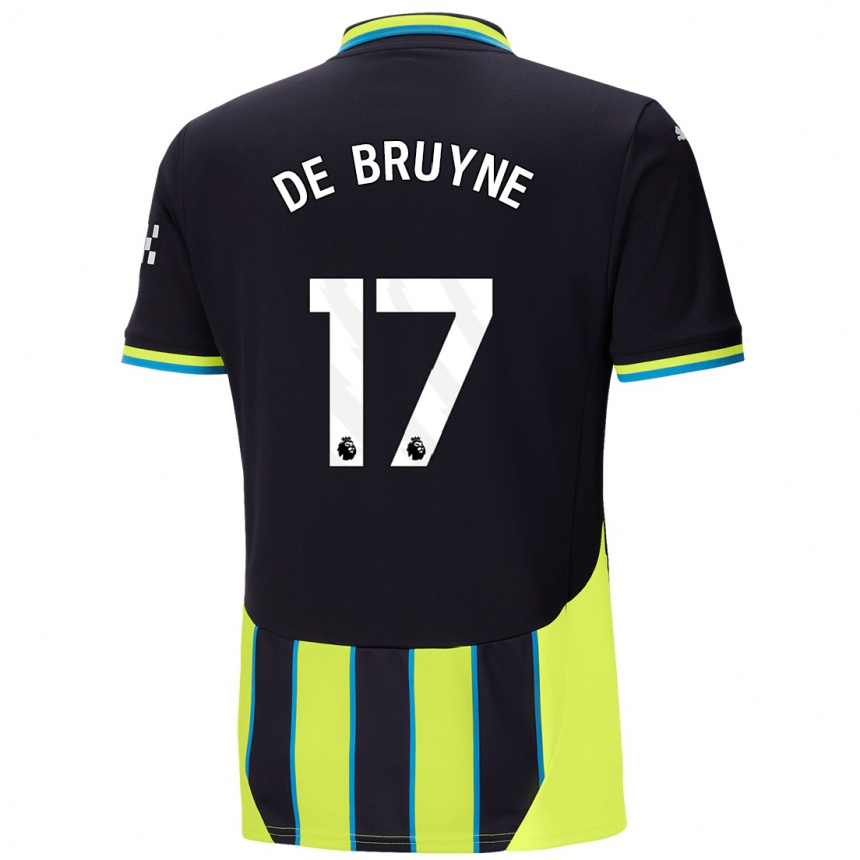 Niño Fútbol Camiseta Kevin De Bruyne #17 Azul Amarillo 2ª Equipación 2024/25