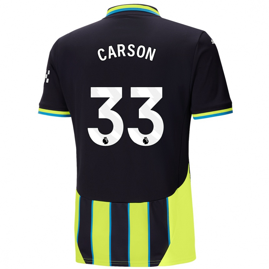 Niño Fútbol Camiseta Scott Carson #33 Azul Amarillo 2ª Equipación 2024/25