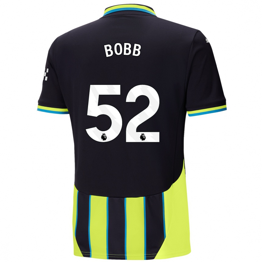 Niño Fútbol Camiseta Oscar Bobb #52 Azul Amarillo 2ª Equipación 2024/25