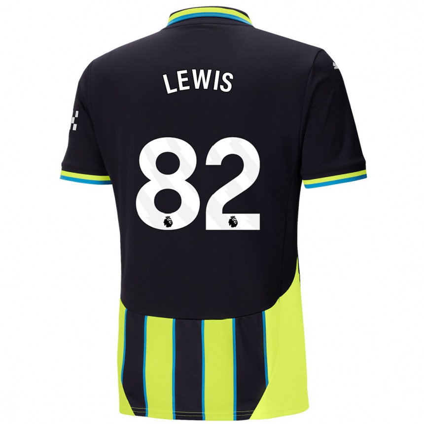 Niño Fútbol Camiseta Rico Lewis #82 Azul Amarillo 2ª Equipación 2024/25