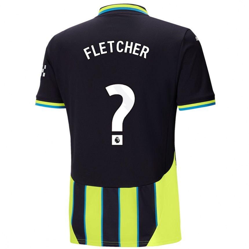 Niño Fútbol Camiseta Luca Fletcher #0 Azul Amarillo 2ª Equipación 2024/25