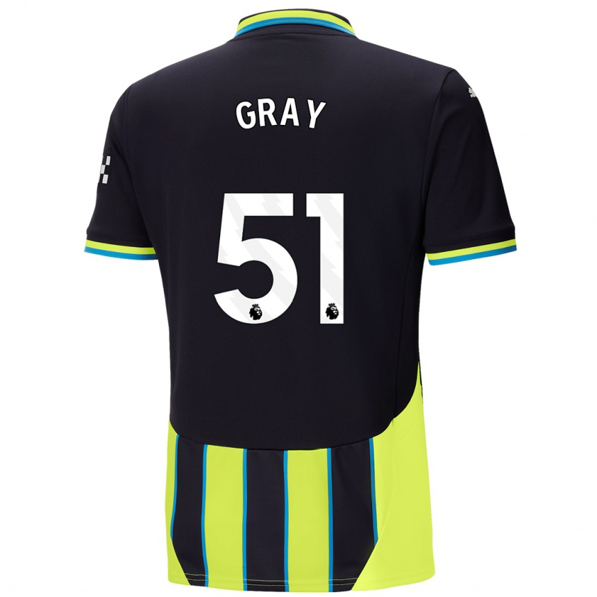 Niño Fútbol Camiseta Charlie Gray #51 Azul Amarillo 2ª Equipación 2024/25