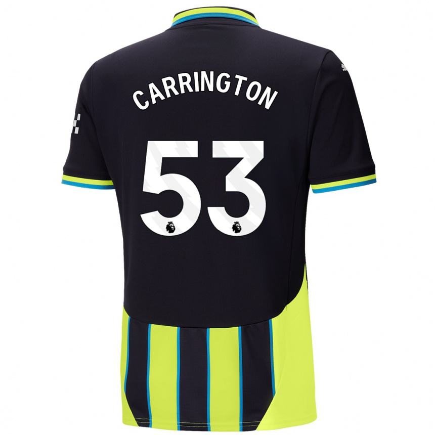 Niño Fútbol Camiseta Ezra Carrington #53 Azul Amarillo 2ª Equipación 2024/25