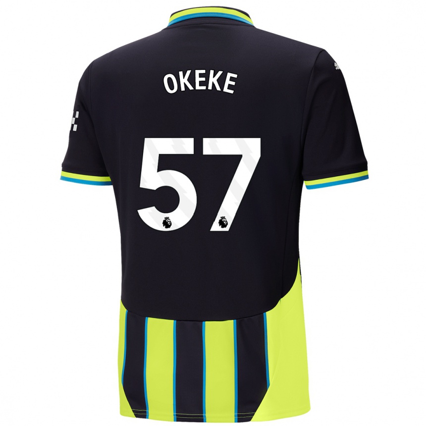 Niño Fútbol Camiseta Michael Okeke #57 Azul Amarillo 2ª Equipación 2024/25