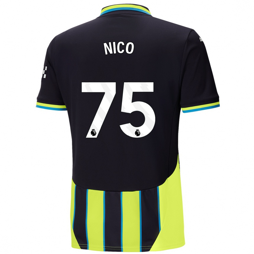 Niño Fútbol Camiseta Nico O'reilly #75 Azul Amarillo 2ª Equipación 2024/25