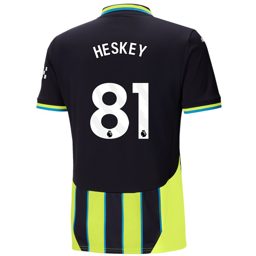 Niño Fútbol Camiseta Jaden Heskey #81 Azul Amarillo 2ª Equipación 2024/25