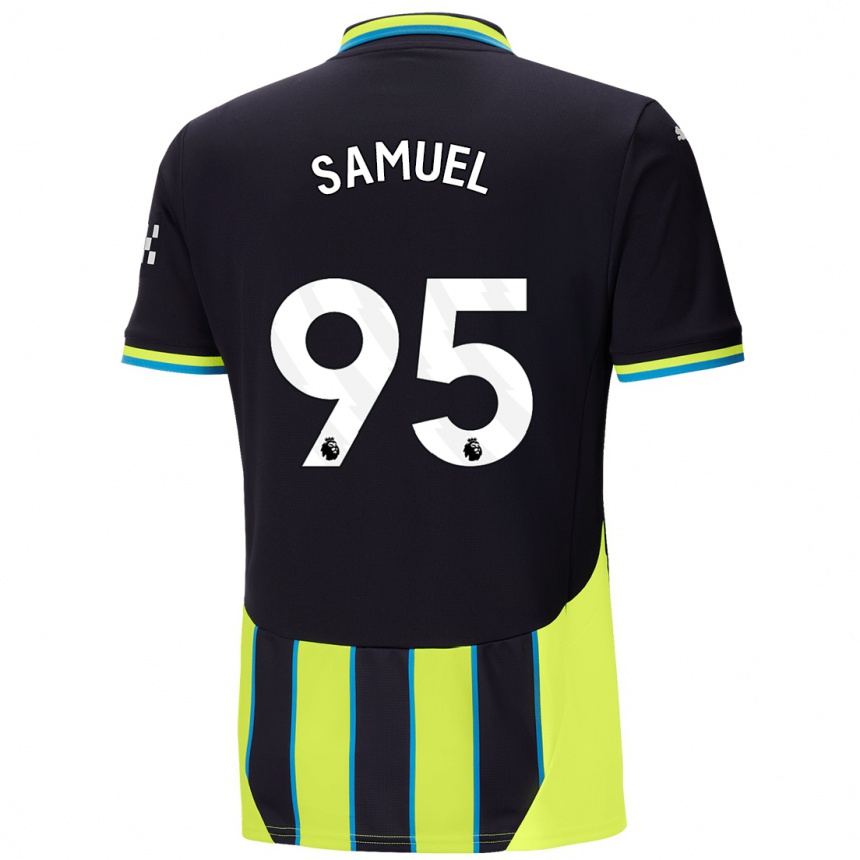 Niño Fútbol Camiseta Lakyle Samuel #95 Azul Amarillo 2ª Equipación 2024/25