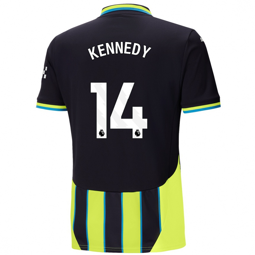 Niño Fútbol Camiseta Alanna Kennedy #14 Azul Amarillo 2ª Equipación 2024/25