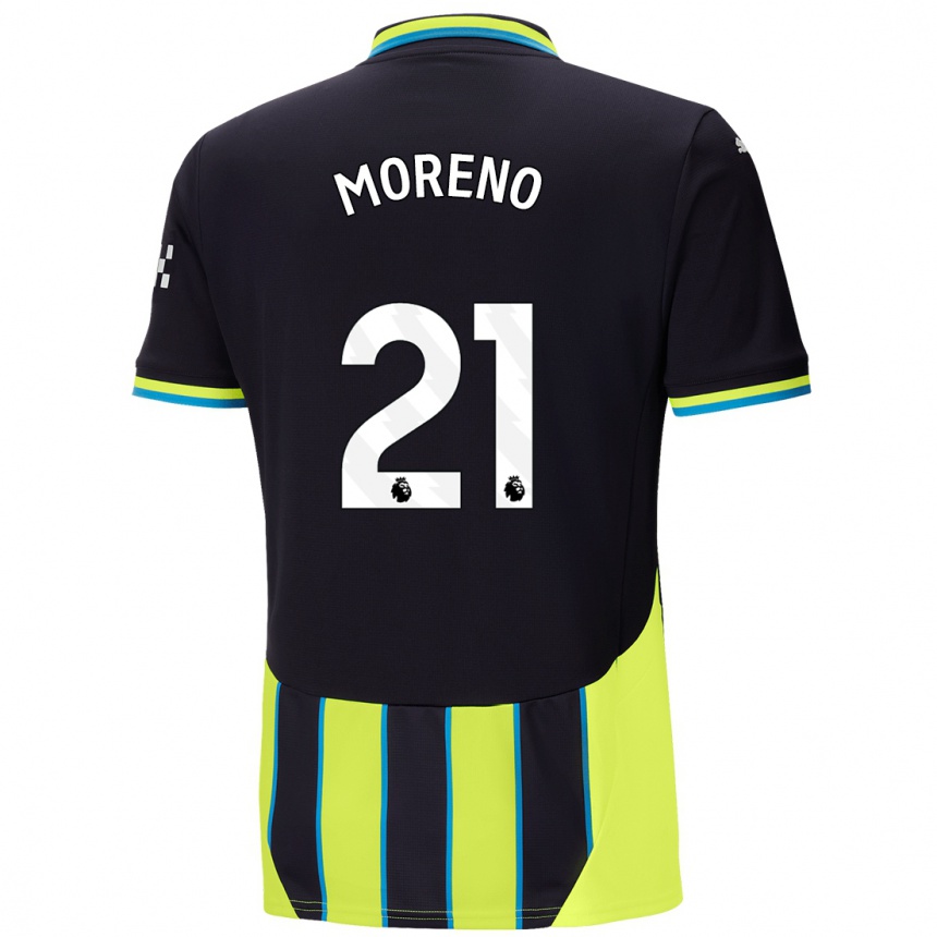 Niño Fútbol Camiseta Marlos Moreno #21 Azul Amarillo 2ª Equipación 2024/25