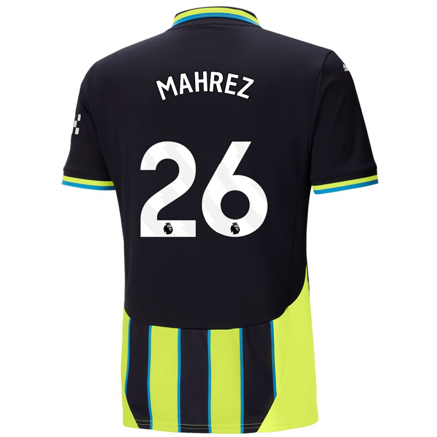 Niño Fútbol Camiseta Riyad Mahrez #26 Azul Amarillo 2ª Equipación 2024/25