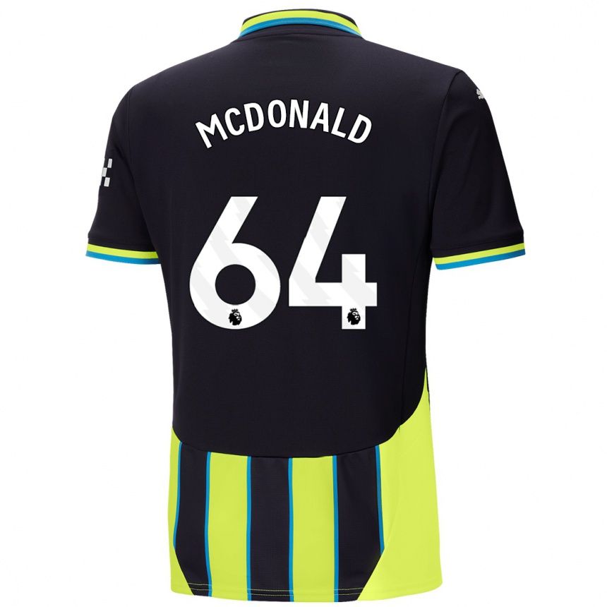 Niño Fútbol Camiseta Rowan Mcdonald #64 Azul Amarillo 2ª Equipación 2024/25