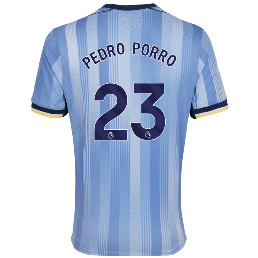 Niño Fútbol Camiseta Pedro Porro #23 Azul Claro 2ª Equipación 2024/25