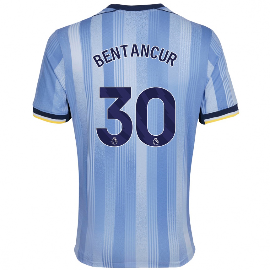 Niño Fútbol Camiseta Rodrigo Bentancur #30 Azul Claro 2ª Equipación 2024/25