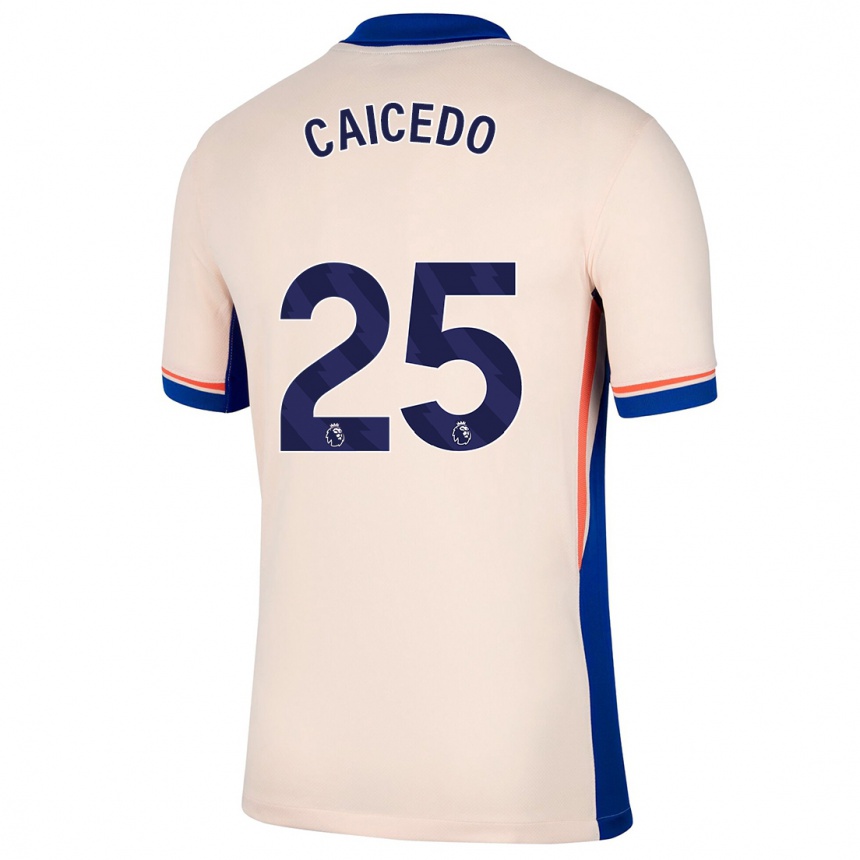 Niño Fútbol Camiseta Moisés Caicedo #25 Beige Claro 2ª Equipación 2024/25