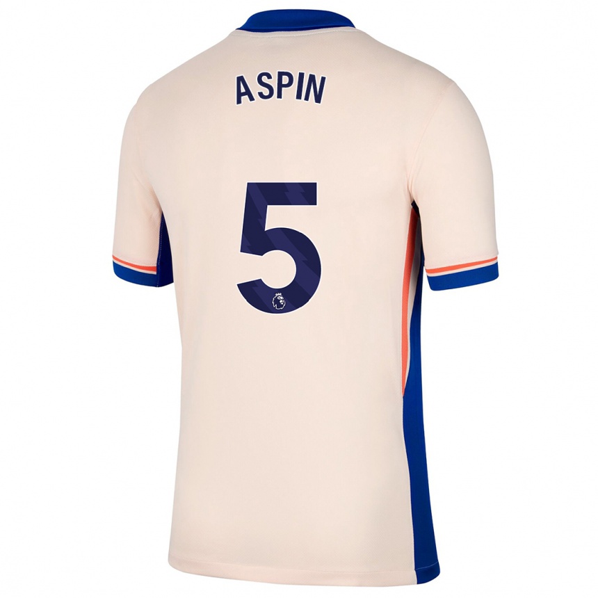 Niño Fútbol Camiseta Brooke Aspin #5 Beige Claro 2ª Equipación 2024/25